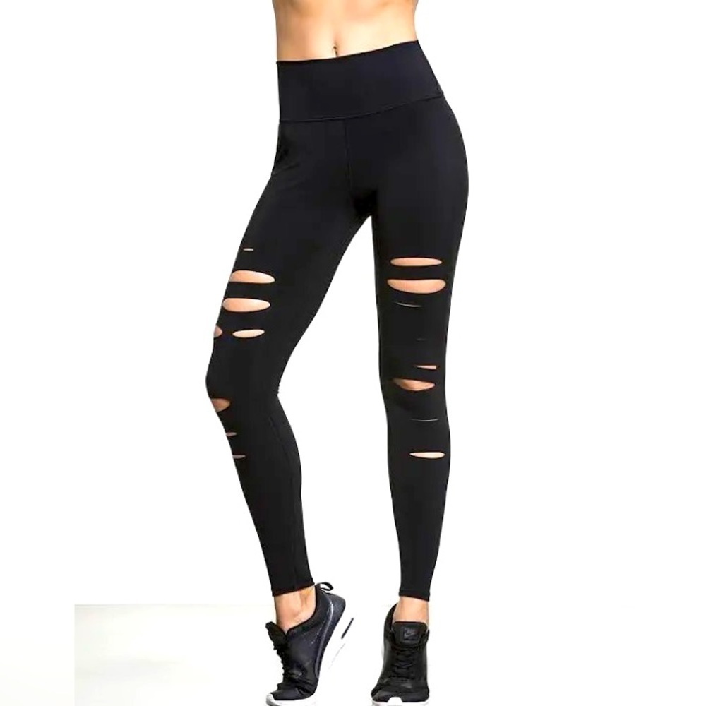 Alo High-Waist Ripped Warrior Leggings